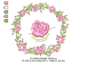 Frame embroidery designs - Flower embroidery design machine embroidery pattern - rose embroidery file girl embroidery - roses frame design