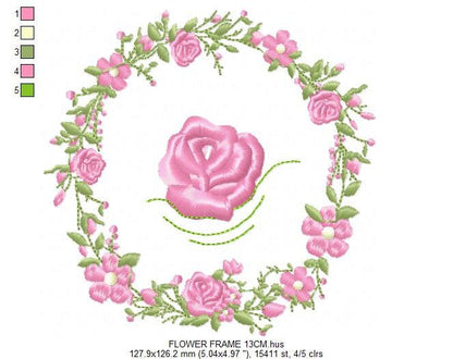 Frame embroidery designs - Flower embroidery design machine embroidery pattern - rose embroidery file girl embroidery - roses frame design Marcia Embroidery