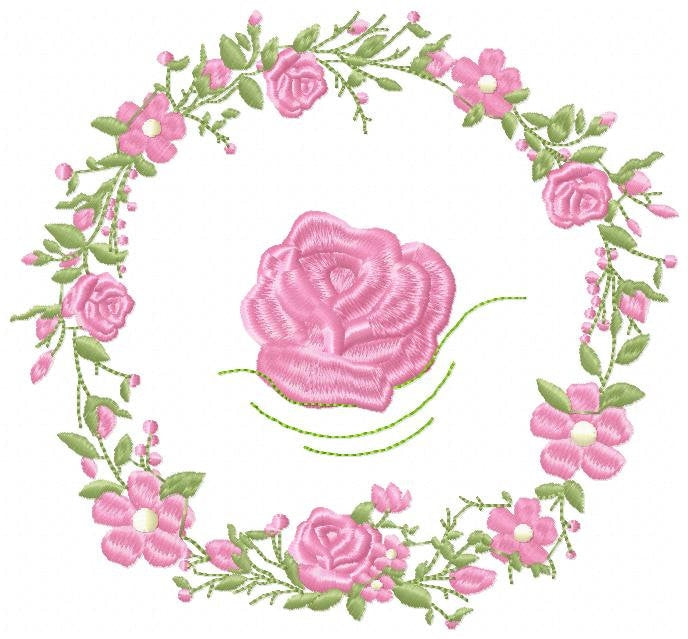 Frame embroidery designs - Flower embroidery design machine embroidery pattern - rose embroidery file girl embroidery - roses frame design Marcia Embroidery