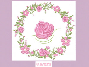 Frame embroidery designs - Flower embroidery design machine embroidery pattern - rose embroidery file girl embroidery - roses frame design