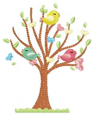Tree embroidery designs - Flower embroidery design machine embroidery pattern - Bird embroidery file - Spring Summer design instant download