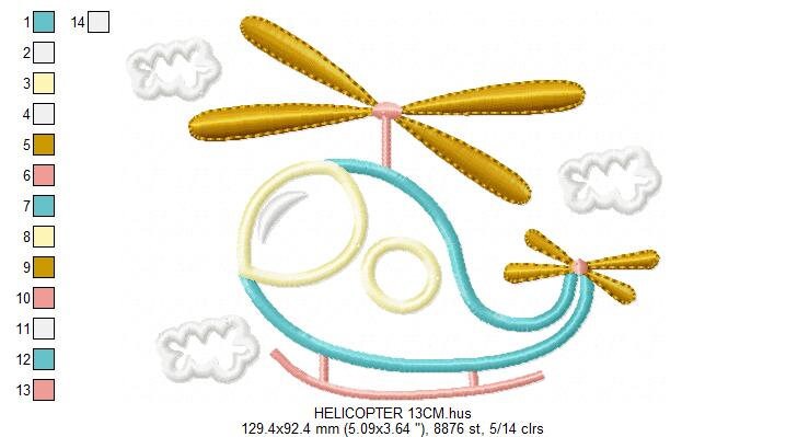 Helicopter embroidery designs - Chopper embroidery design machine embroidery pattern - Helicopter applique design boy embroidery file sky