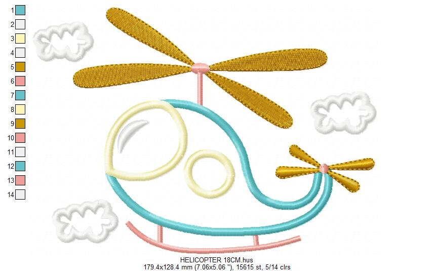 Helicopter embroidery designs - Chopper embroidery design machine embroidery pattern - Helicopter applique design boy embroidery file sky