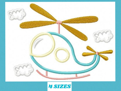 Helicopter embroidery designs - Chopper embroidery design machine embroidery pattern - Helicopter applique design boy embroidery file sky