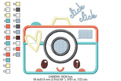 Modern Camera embroidery designs - Cam applique machine embroidery pattern - Photo embroidery file - Instant digital download pes jef dst