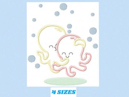 Octopus embroidery design - Sea Animal embroidery designs machine embroidery pattern - Love Hugging Octopus applique - Instant download pes