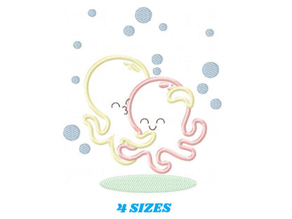 Octopus embroidery design - Sea Animal embroidery designs machine embroidery pattern - Love Hugging Octopus applique - Instant download pes