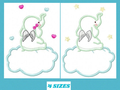 Elephant embroidery designs Cloud embroidery design machine embroidery pattern Animal embroidery file elephant pattern elephant applique - Marcia Embroidery