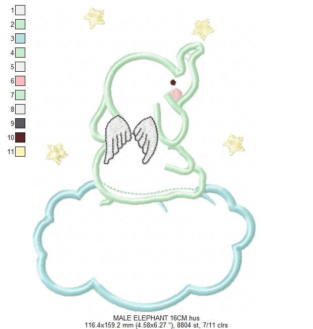 Elephant embroidery designs Cloud embroidery design machine embroidery pattern Animal embroidery file elephant pattern elephant applique - Marcia Embroidery