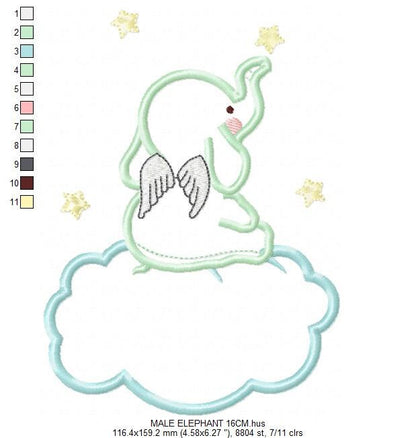 Elephant embroidery designs Cloud embroidery design machine embroidery pattern Animal embroidery file elephant pattern elephant applique - Marcia Embroidery