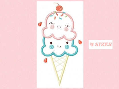 Ice cream embroidery designs - Candy Dessert machine embroidery pattern - Icecream cone applique - Instant digital download pes jef dst hus