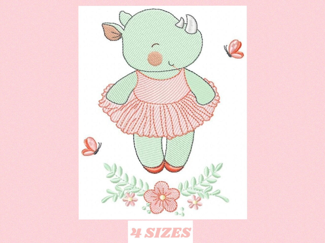 Rhino embroidery design Animal embroidery designs machine embroidery pattern ballerina embroidery file rhino design ballerina design - Marcia Embroidery
