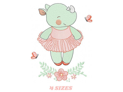 Rhino embroidery design Animal embroidery designs machine embroidery pattern ballerina embroidery file rhino design ballerina design - Marcia Embroidery