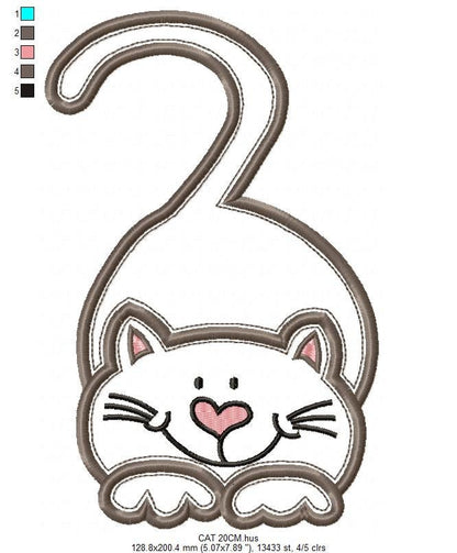 Cat embroidery design - Kitty embroidery designs machine embroidery pattern - Pet embroidery file - baby girl embroidery cat applique design