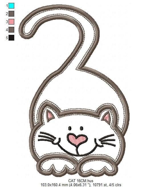 Cat embroidery design - Kitty embroidery designs machine embroidery pattern - Pet embroidery file - baby girl embroidery cat applique design