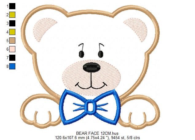 Teddy Bear embroidery designs - Bear face embroidery design machine embroidery pattern - Teddy bear applique design baby boy embroidery file