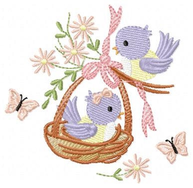Bird embroidery designs - Bird nest embroidery design machine embroidery pattern - baby girl embroidery file - bird family instant download
