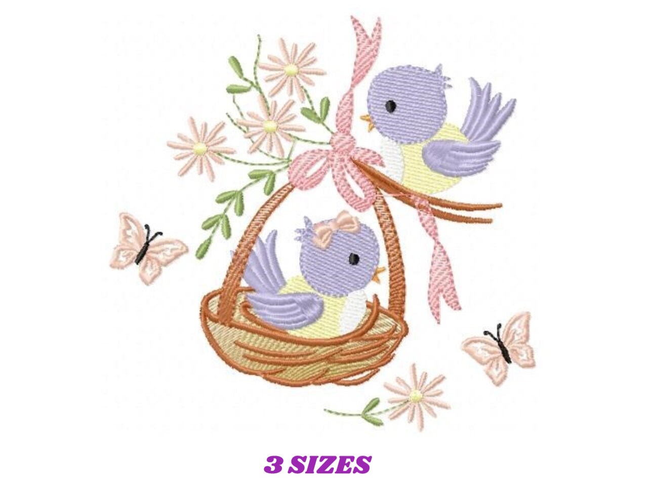 Bird embroidery designs - Bird nest embroidery design machine embroidery pattern - baby girl embroidery file - bird family instant download