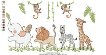 Load image into Gallery viewer, Safari embroidery designs Animals embroidery design - machine embroidery pattern Nursery embroidery file lion elephant giraffe zebra monkey
