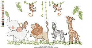 Safari embroidery designs Animals embroidery design - machine embroidery pattern Nursery embroidery file lion elephant giraffe zebra monkey