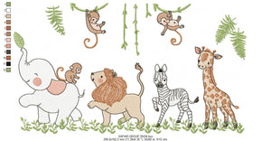 Safari embroidery designs Animals embroidery design - machine embroidery pattern Nursery embroidery file lion elephant giraffe zebra monkey