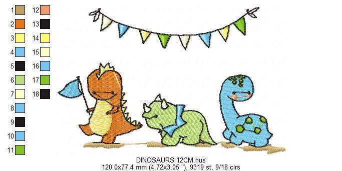 Dinosaur embroidery designs - Dino embroidery design machine embroidery pattern - instant download - boy embroidery file Birthday embroidery
