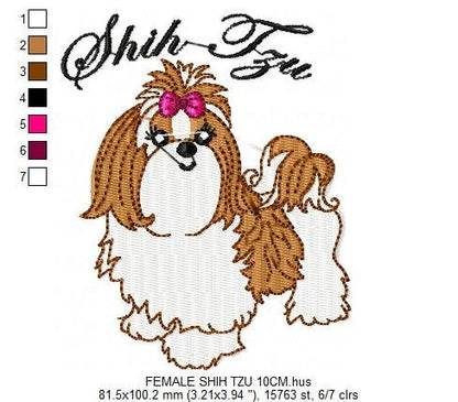 Shih Tzu embroidery design - Dog embroidery designs machine embroidery pattern - puppy embroidery file - instant download Shihtzu design
