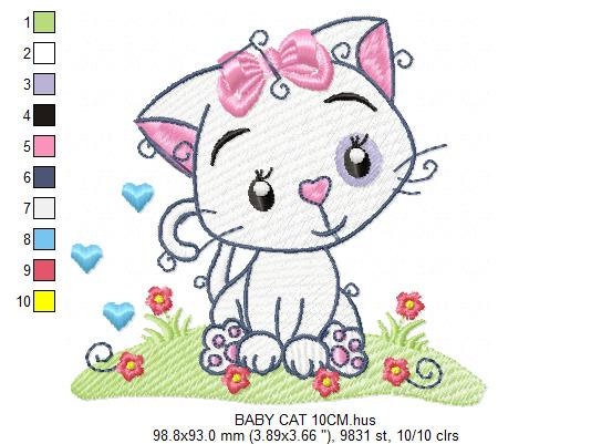 Female Cat embroidery design - Kitty embroidery designs machine embroidery pattern - Kitten embroidery file - instant download pes jef dst - Marcia Embroidery
