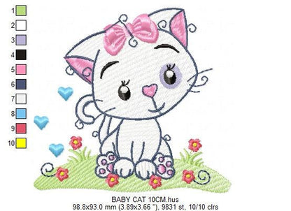 Female Cat embroidery design - Kitty embroidery designs machine embroidery pattern - Kitten embroidery file - instant download pes jef dst - Marcia Embroidery