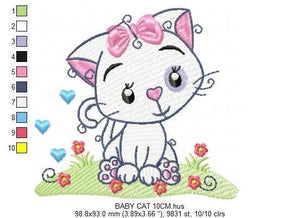 Female Cat embroidery design - Kitty embroidery designs machine embroidery pattern - Kitten embroidery file - instant download pes jef dst