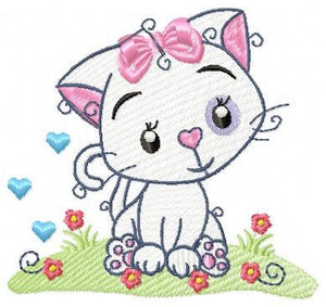 Female Cat embroidery design - Kitty embroidery designs machine embroidery pattern - Kitten embroidery file - instant download pes jef dst