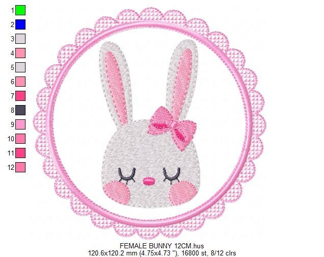 Bunny embroidery design - Rabbit embroidery designs machine embroidery pattern - Baby boy and girl nursery frame file - Instant download pes