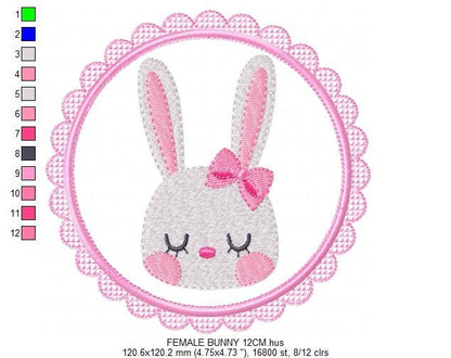 Bunny embroidery design - Rabbit embroidery designs machine embroidery pattern - Baby boy and girl nursery frame file - Instant download pes