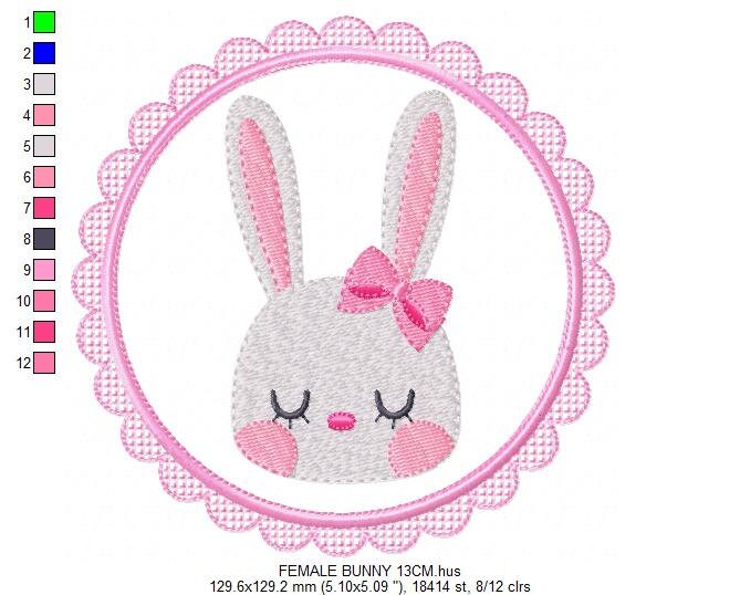 Bunny embroidery design - Rabbit embroidery designs machine embroidery pattern - Baby boy and girl nursery frame file - Instant download pes
