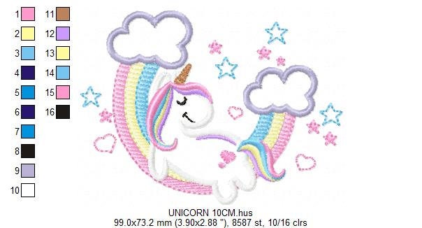 Unicorn embroidery designs - Rainbow embroidery design machine embroidery pattern - Baby girl embroidery file - Unicorn rainbow applique
