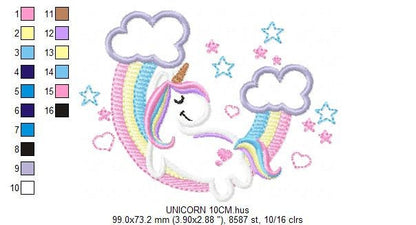Unicorn embroidery designs - Rainbow embroidery design machine embroidery pattern - Baby girl embroidery file - Unicorn rainbow applique