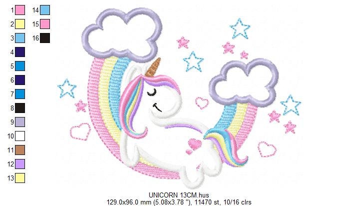 Unicorn embroidery designs - Rainbow embroidery design machine embroidery pattern - Baby girl embroidery file - Unicorn rainbow applique