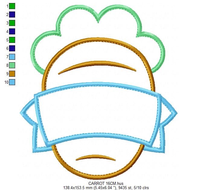 Carrot embroidery design - Carrot applique machine embroidery pattern - Tag School Easter file - Baby boy and girl - Instant download Marcia Embroidery