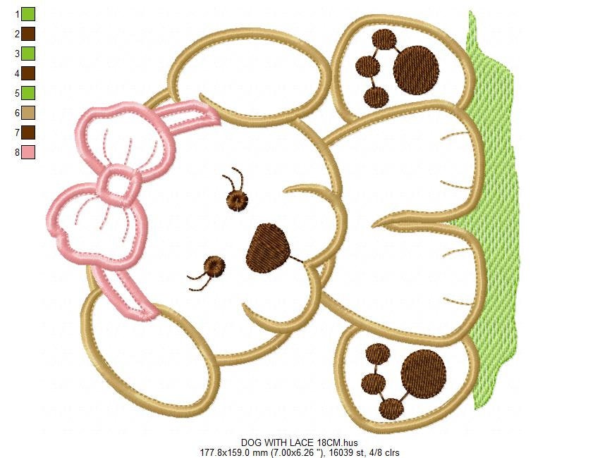 Dogs embroidery designs - Baby girl embroidery design machine embroidery pattern - Puppy embroidery file - Dog applique design digital file