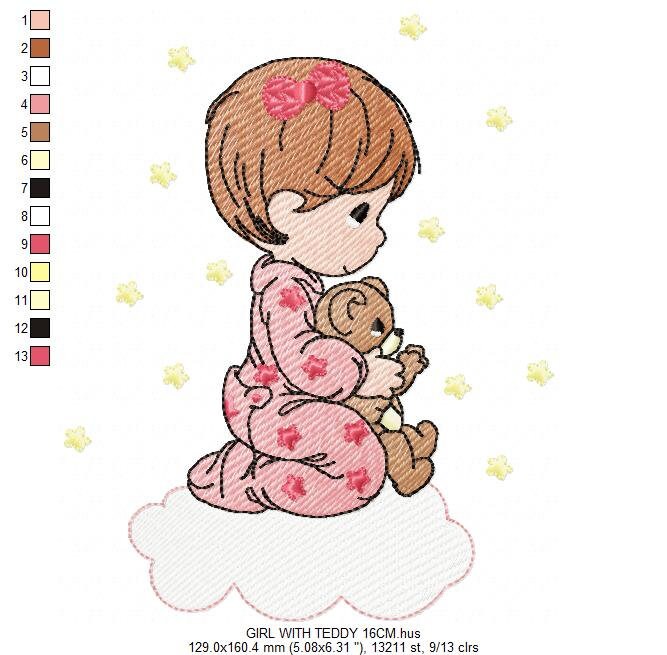 Boy embroidery designs - Baby Girl embroidery design machine embroidery pattern - Praying kid embroidery file - religious christian angels