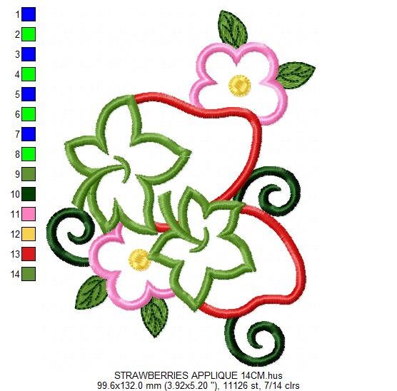 Strawberry embroidery designs - Fruit embroidery design machine embroidery pattern - Kitchen embroidery file - Strawberry applique design