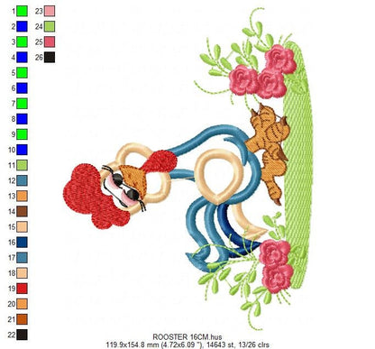 Rooster embroidery designs - Farm animals embroidery design machine embroidery pattern - instant download - Kitchen applique design Chicken