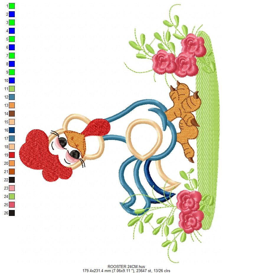 Rooster embroidery designs - Farm animals embroidery design machine embroidery pattern - instant download - Kitchen applique design Chicken
