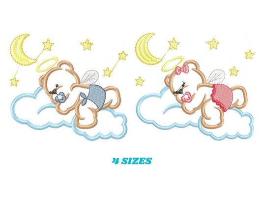 Bear embroidery designs - Teddy embroidery design machine embroidery pattern - baby girl embroidery file - boy kid embroidery bear sleeping