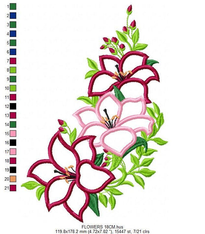 Flowers embroidery designs - Flower embroidery design machine embroidery pattern - rose embroidery file - flower applique design floral