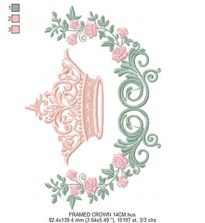 Crown embroidery designs - Laurel Wreath with Crown embroidery design machine embroidery pattern - newborn embroidery file crown design
