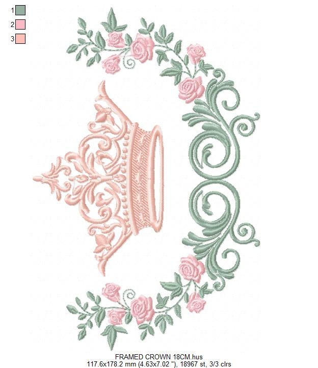 Crown embroidery designs - Laurel Wreath with Crown embroidery design machine embroidery pattern - newborn embroidery file crown design