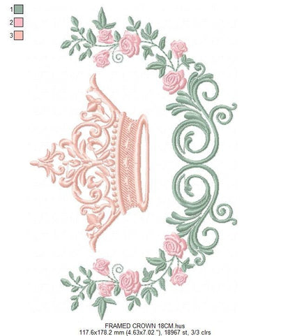 Crown embroidery designs - Laurel Wreath with Crown embroidery design machine embroidery pattern - newborn embroidery file crown design