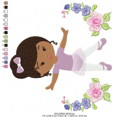 Ballerina embroidery designs - Ballet embroidery design machine embroidery pattern - baby girl embroidery file - dancer embroidery frame