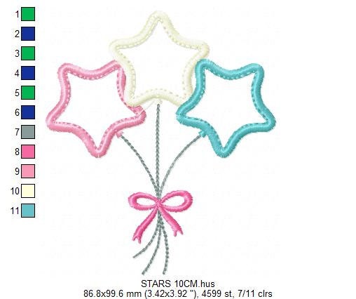 Star embroidery designs - balloons embroidery design machine embroidery pattern - Star applique design - kid embroidery birthday embroidery